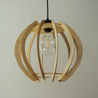 Suspension en bois ronde – luminaire design fabriqué au Québec