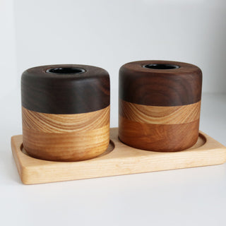 Candlestick duo - Cherry/oak/walnut - Medium
