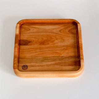 Plateau carré 7 × 7 po en merisier massif vu du dessus